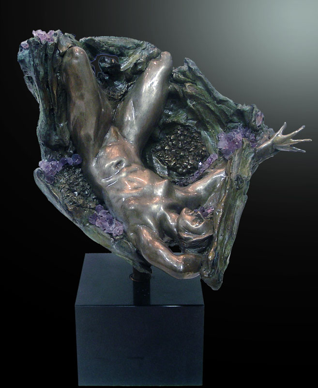 M.L. Snowden - amethyst geode central Bronze Sculpture